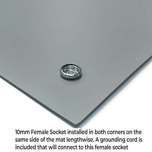 RubberStat Dual Layer ESD Compliant Workstation Rubber Table Mat Kit, Soldering, Cell Phone Repair, with Wrist Strap Set and Ground Cord - 36"x48" Grey