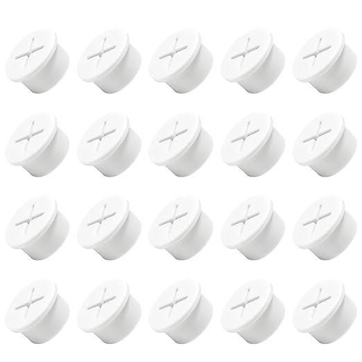 EASYEAH 20Pcs Desk Grommet, 3/4" (20mm) White Silicone Cord Hole Cover, Flexible Rubber Wire Grommets, Wall Grommets for Cables Management, Table, Countertop, Cabinets and Furnitures Wire Organizer