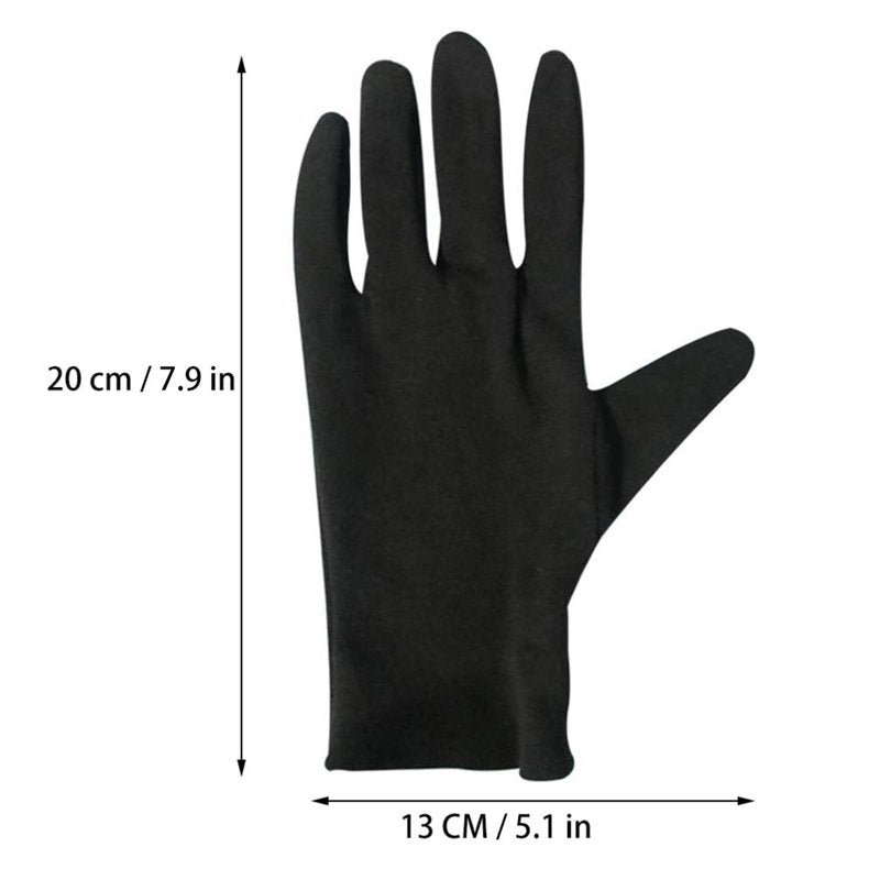 Beaupretty Moisturizing Eczema Cotton Gloves, 12 Pairs Black Cotton Gloves for Dry Hands, SPA Lotion Gloves Cosmetic Gloves L