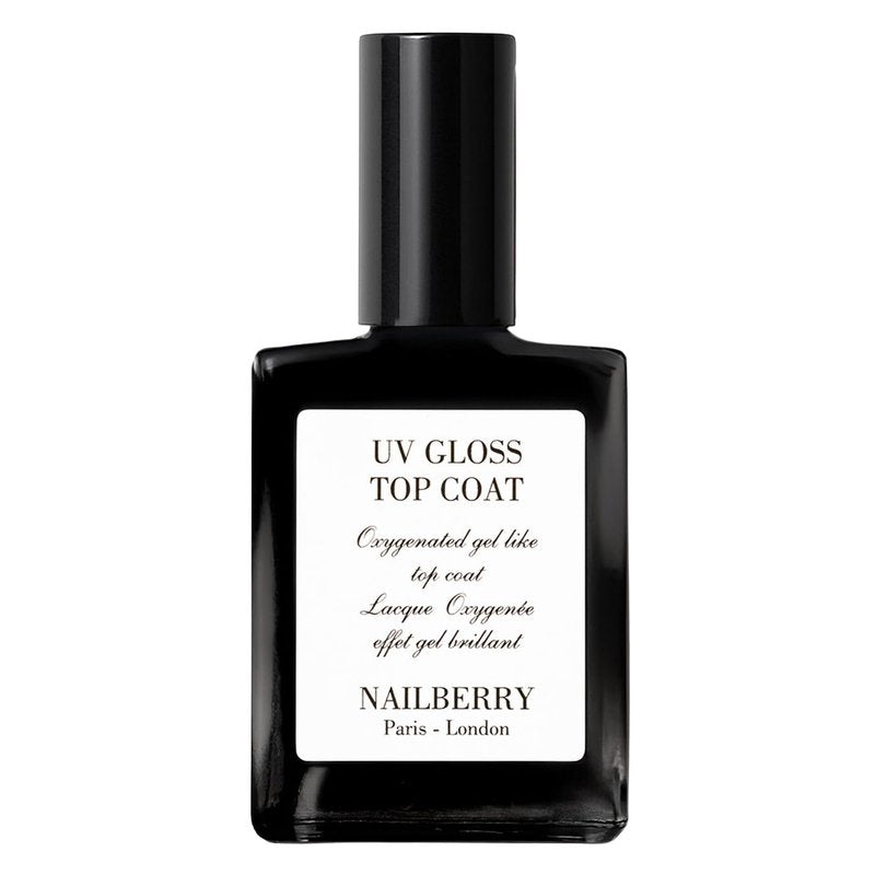 Nailberry UV Gloss Top Coat | Gel-Like Finish Nail Top Coat | Fast Drying Without UV or LED Lamps | Chip-Resistant, Oxygenated Gloss Finish | Vegan | Certified Halal & Cruelty Free | 25-Free | 15 ml