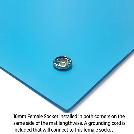 RubberStat Dual Layer ESD Compliant Workstation Rubber Table Mat Kit, Soldering, Cell Phone Repair, with Wrist Strap Set and Ground Cord - 30"x72" Blue