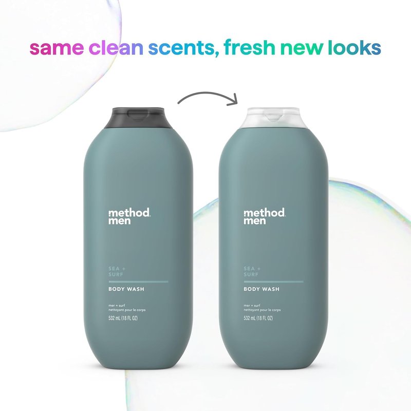Method Men Body Wash - Sea and Surf Scent, Paraben-Free, Quick-Lathering Cleanser | 18 oz (Pack of 3)