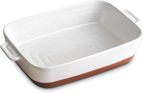 DOWAN Ceramic Casserole Dish - 9x13 Deep Lasagna Pan | Durable Oven-Safe Baking Dish, 4.3 Quarts, Alabaster White