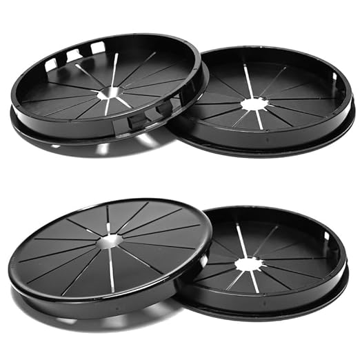 EASYEAH 4PCS Cable Grommets, 4" (100mm) Desk Hole Cover Petal Shaped Buckle Type Nylon Snap Bushing Grommet, Wire Hole Cover Insert for Cables and Cords Management and Protection of Cabinet, Black