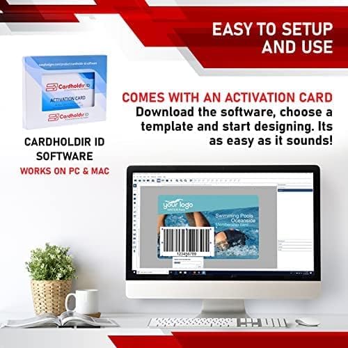 Cardholdir ID Easy Badges Solid 210 ID Badge Printer | with Standard Edition Software (Adds Excel Database & QR Codes), & Everything Needed to Print 400 ID Cards | Single Sided Employee ID Printer
