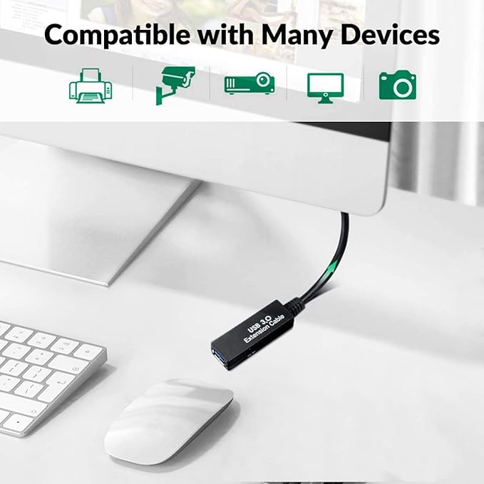 75FT USB 3.0 Active Extension Cable, Long USB Extension Cord A-Male to A-Female, With High-Speed Data Signal Amplifier, Compatible With Quest 3.VR,Rift.360 Kinect. Xbox,Webcam.PS4 HD Camera or More