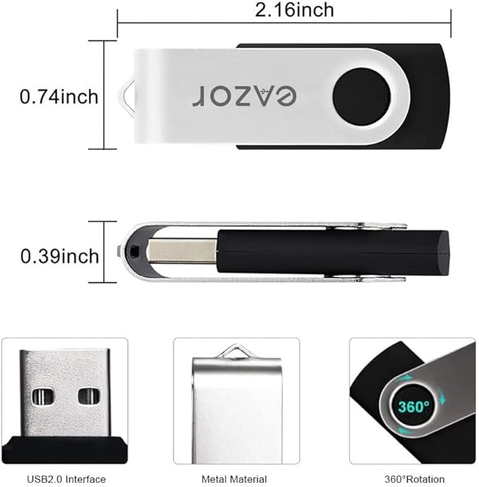 EAZOR 128GB 64 GB 4GB Flash Drive USB Flash Drive Thumb Drive 5 Pack 2 Pack 20 Pack USB Memory Stick USB Drives for Data Storage (64GB2.0 * 2Packs)