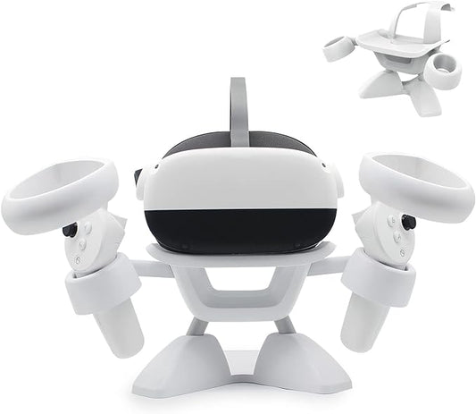 Dollox VR Stand, VR Headset Stand VR Display Holder Storage Virtual Reality Headset Desktop Display Stand for Oculus Quest 2, Quest 3/3s, Rift, Rift S, Valve Index Headsets & Touch Controllers