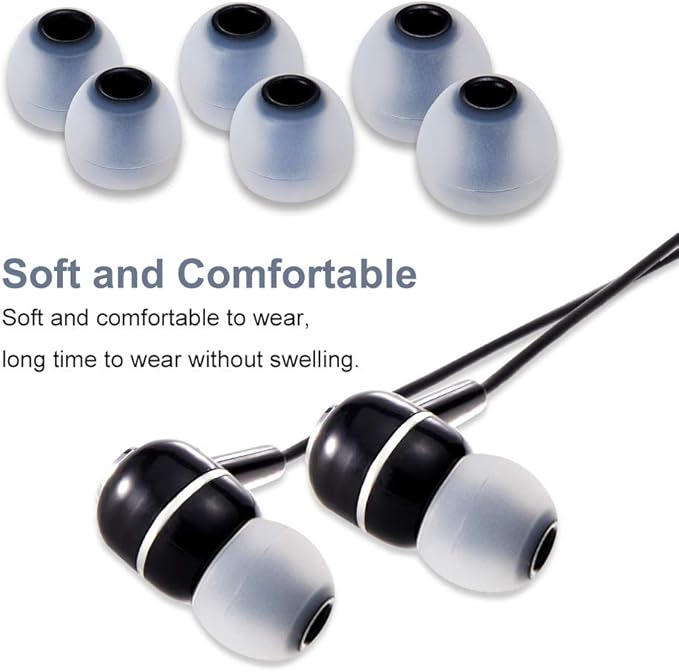 Earbud Tips High Quality Soft Silicone Earbuds Replacement Tips Fit for in-Ear Headphones(inner hole from 3.8mm - 4.0mm earphones)9 Pairs S/M/L,Gray/Black