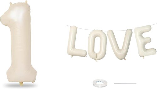 Love Balloons by [Brand Name] - 40 Inch Cream Number 1 Balloon for Wedding Anniversary Decor