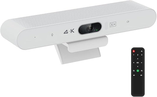 TOALLIN 3-in-1 4K Conference Webcam with Mic and Speaker, AI Auto-Framing & Speaker-Tracking, USB Video Bar, All-in-One Video Conference Camera for Online Meetings, Video Calls
