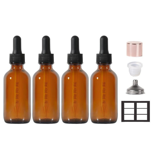 StellaCare 24 Pack, 2oz Glass Dropper Bottle Oil Bottles for Hair, Tincture Bottles with Dropper, Glass Bottle with Dropper