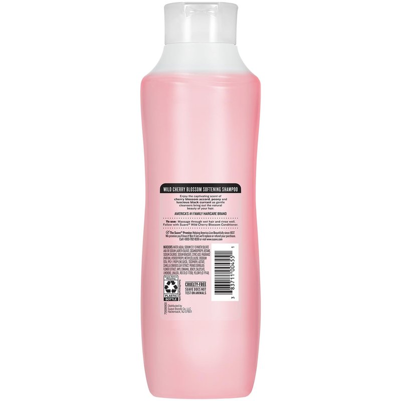 Suave Shampoo, Wild Cherry Blossom 6-Pack – Fragrant, Softening Formula with Vitamin E, 22.5 Oz Ea