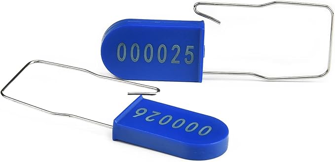 LeadSeals 50PCS Plastic Padlock Security Seals Metal Wire Padlocks Electric Meter Lockout Tags Disposable Anti-Tamper Lock Numbered Anti Tamper Tags Blue