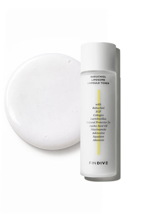FINDIVE Official Bakuchiol Liposome Ampoule Toner, Bakuchiol, Plan-Based Retinal Alternative, Liposomal Squalane1%, Allantoin, Anti Wrinkle Toner, Korean Skincare 5.07fl.oz
