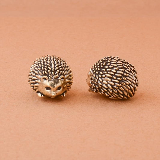 Skiennix Vintage Brass Hedgehog Figurines - Charming Themed Decor for All Occasions | 2PCS Set