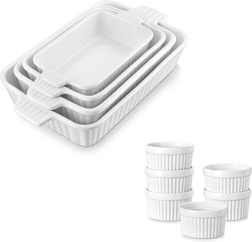 MALACASA Casserole Dishes - 8 oz Oven Safe Ramekins for Baking and Serving