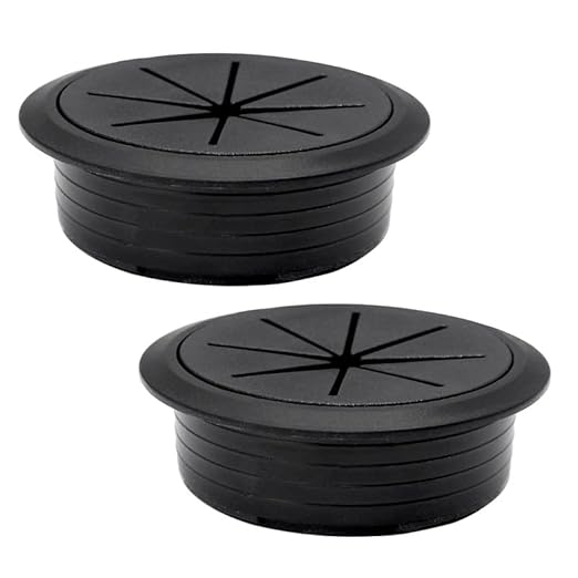 EASYEAH 2 Pcs Desk Grommet 2-3/8" / 60 mm, Desk Hole Cover for Cables Black, Cable Grommet ABS Plastic, Desk Hole Grommet for Home & Office Pc, Detachable Cable Cord Organizer