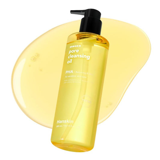 Hanskin PHA Pore Cleansing Oil - Korean Cleansing Oil for Face, Lightweight Makeup Remover & Oil Cleanser, Removes Makeup, Sunscreen & Excess Oil, Double Cleansing for Sensitive Skin, XL 10.14 oz