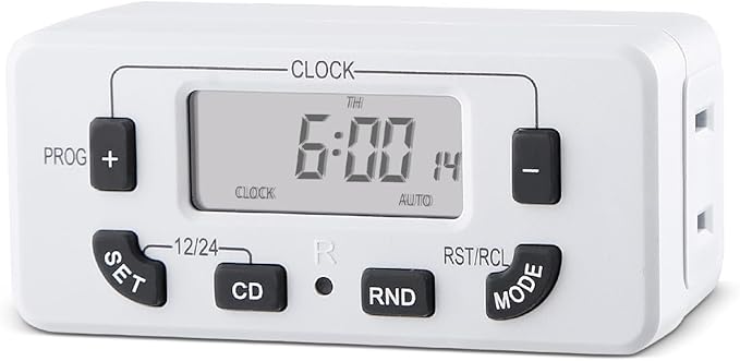 M EGA MEGACUBE 7 Day Programmable Digital Timer Outlet, Indoor Timer with Single Plug-in, Digital Light Timers for Lamp, Fan, Aquarium, 15A 1/2HP, 1 Pack