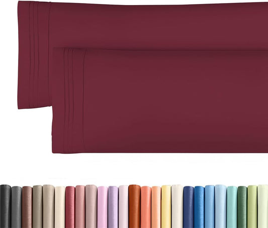 Skiennix Body Pillowcases Set of 2 | 20x54 Long Soft Covers for Side Sleepers - Comfy, Wrinkle-Free, Machine Washable - Burgundy