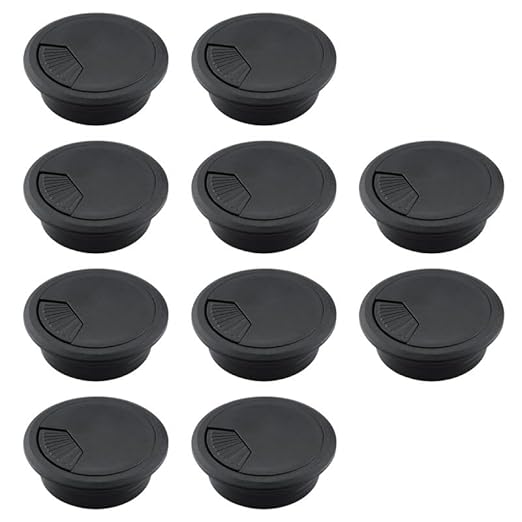 EASYEAH 10 Pcs Desk Grommet 2" / 50 mm, Desk Cord Hole Cover, Cable Grommet ABS Plastic, Desk Hole Grommet for Home & Office Pc, Detachable Adjustable Cable Cord Organizer-Black