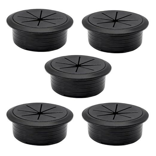 EASYEAH 5 Pcs Desk Grommet 2-3/8" / 60 mm, Desk Hole Cover for Cables Black, Cable Grommet ABS Plastic, Desk Hole Grommet for Home & Office Pc, Detachable Cable Cord Organizer