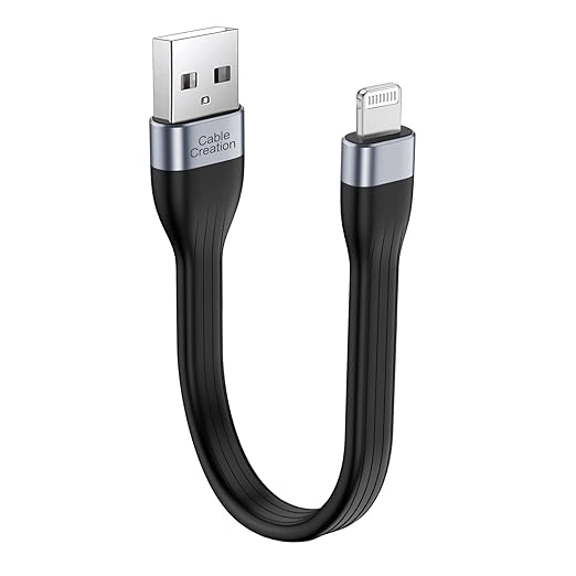 CableCreation MFi Certified iPhone Charging Cable - Short 15 cm, USB to Lightning, Fast Charging, Compatible with iPhone 14/14 Pro Max/13/12/12 Pro/11/X/XR/8/8 Plus/7/6S/6/SE, iPad