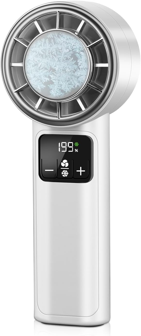 HONEYYEAR Handheld Turbo Fan with Ice Cooler, Rechargeable Personal Fans, 1-199 Adjustable Speed, Powerful Cooling Personal Mini Fan, Portable Hand Fan for Travel, Outdoor, Office, Gifts for Women,Men