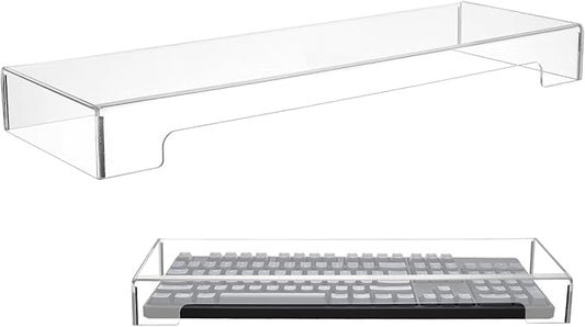 Acrylic Keyboard Cover, Clear Keyboard Dust Cover for Desktop Anti-Cat Protector Lid Waterproof Protective Case (18.5x5.9x1.8 Inches)