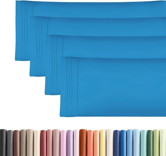 Skiennix Body Pillowcases Set of 4 | Soft & Breathable 20x54 Long Pillow Covers - Denim Blue, Machine Washable