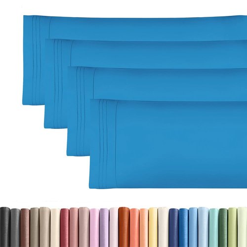 Body Pillowcases Set of 4-20x54 Long Body Pillow Case - Soft Body Pillow Cover for Sleeping & Side Sleepers - Comfy, Breathable & Fade Free - Machine Washable w/Envelope Enclosure - (Denim Blue)