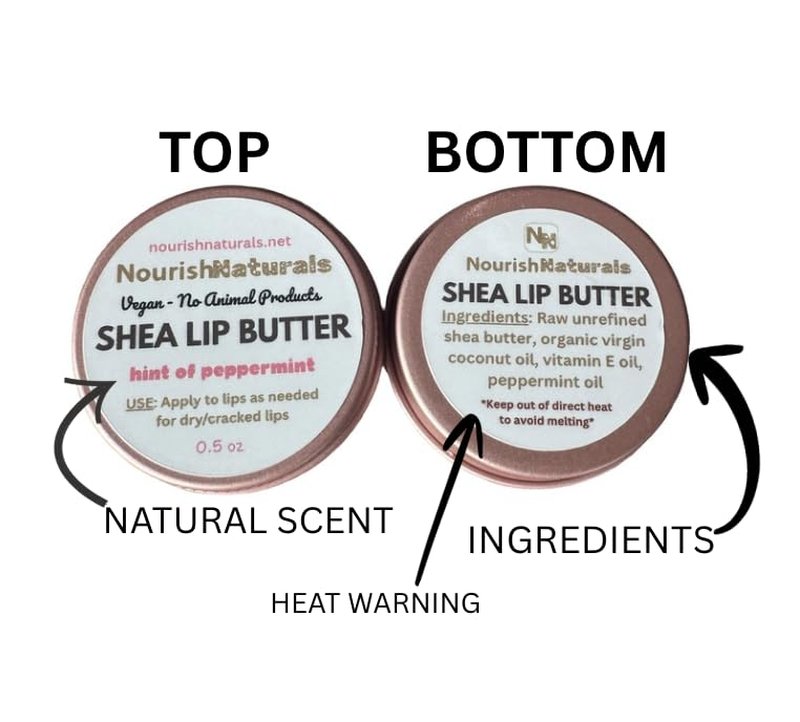 Shea Lip Butter - All-Natural Vegan Lip Balm for Long-Lasting Hydration | Pack of 3, Travel-Sized with Peppermint Oil