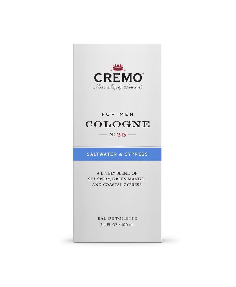 Cremo Saltwater Cypress Cologne Spray - Lively Sea Spray & Green Mango Blend | 3.4 Fl Oz