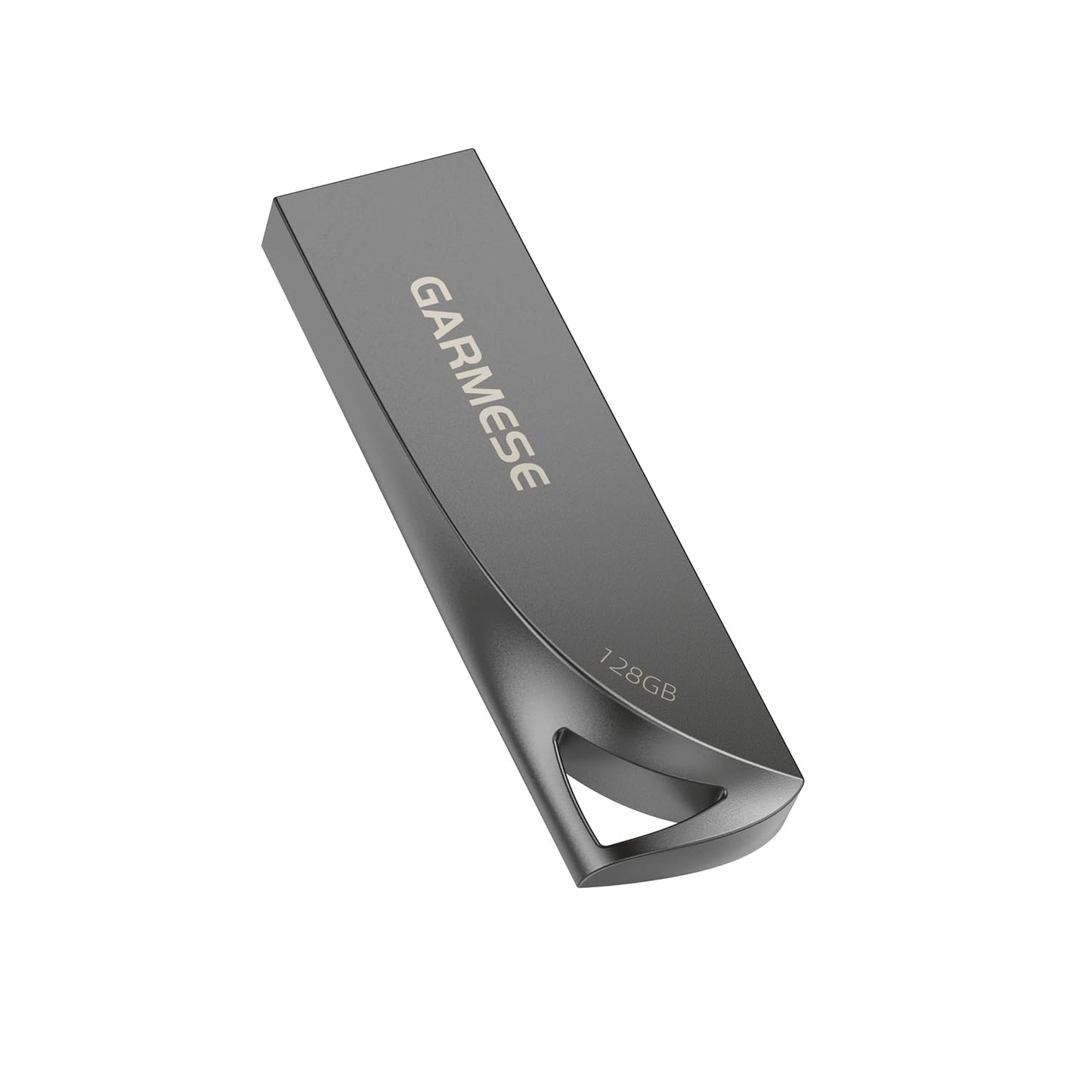 GARMESE 128GB USB 3.0 Flash Drive, Metal Waterproof & Slim Portable Memory Stick with Keychain Hole, Thumb Drive for PC/Laptop/Car/Travel Data Storage - Gray