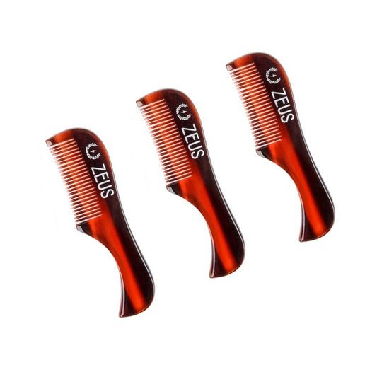 ZEUS Handmade Saw-Cut Mustache Comb for Men, 3 Pack Grooming Pocket Combs