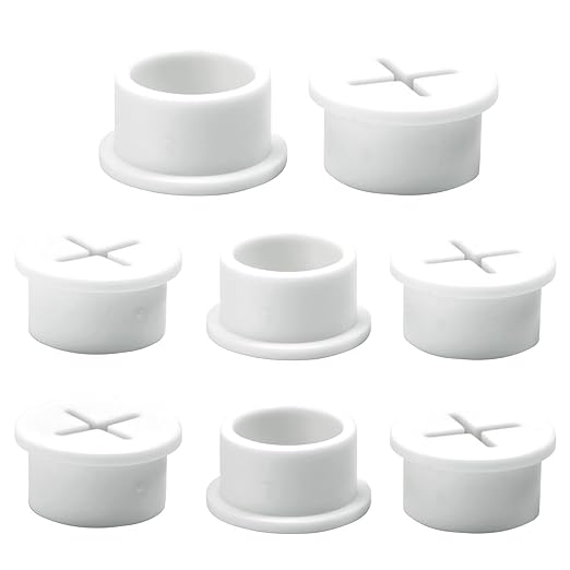BOPOREAE Desk Grommet, 3/4 in 20 mm Silicone Rubber Grommets, White Desk Hole Cover for Cables, Flexible Wall Cord Pass Through Grommet for Office Table Computer Home Furniture Wire Organizer-8 Pcs