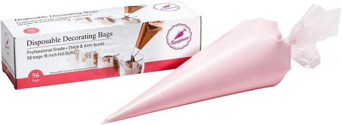 Keenpioneer Piping Bag - 16-Inch Disposable Pastry Decorating Bags | 56 Count, Clear Design