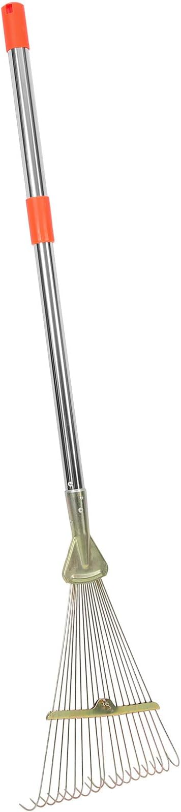 TIDTALEO Retractable Leaf Rake with 18 Stainless Steel Teeth, 80cm Telescopic Handle Lawn Tool for Garden and Yard Cleaning, Heavy Duty Small Lawn Rake for Leaves and Grass