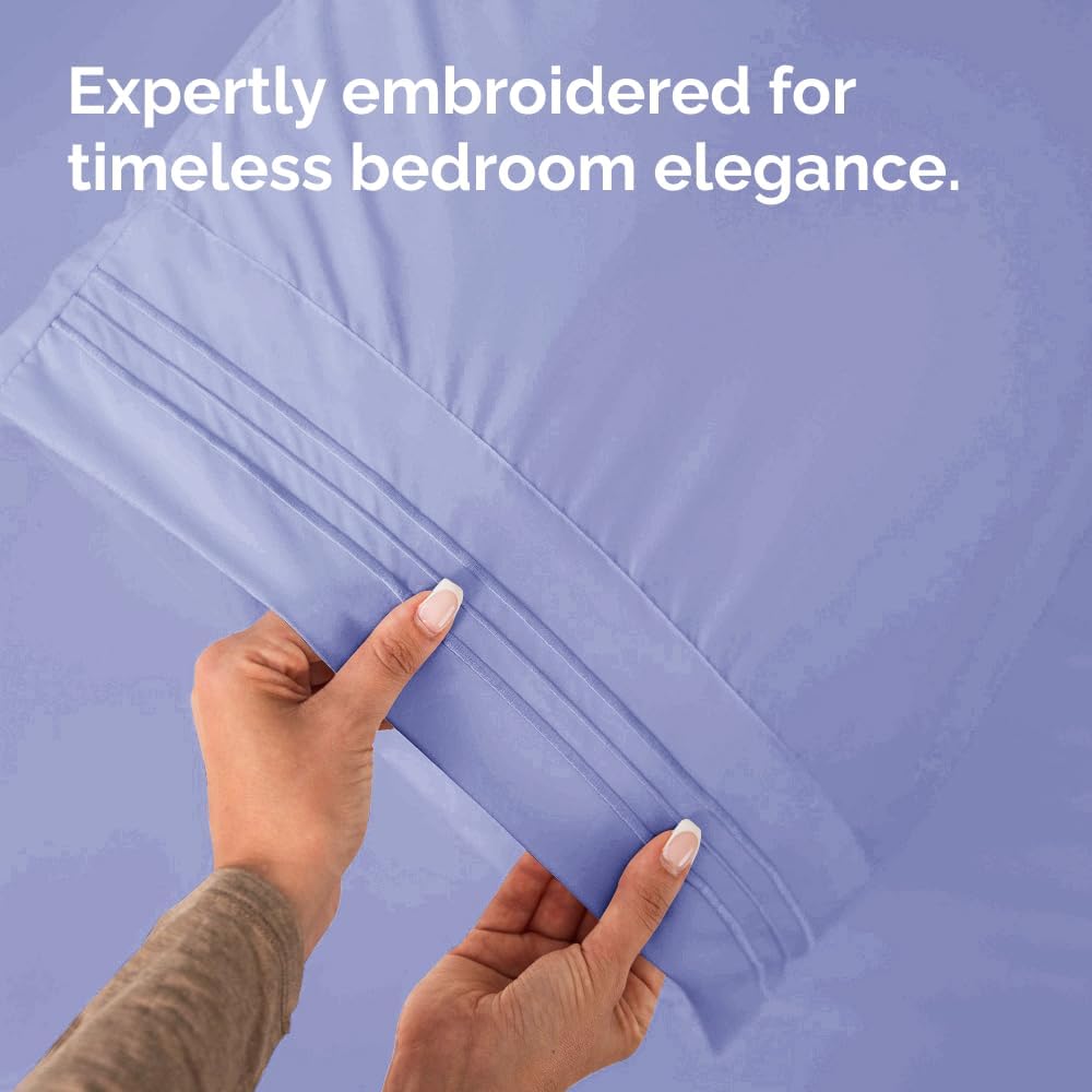 Standard Pillow Cases Set of 2 - Ultra-Soft Hotel Quality Covers | Comfy, Wrinkle-Free & Stain Resistant - Lavender