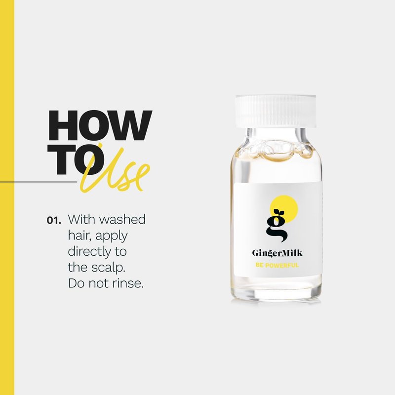 Ginger Milk Ampoule for Hair Loss Control with Biotin | Revitalizing Hair Treatment | BE POWERFUL (Pack 6 x 0.5 fl oz)