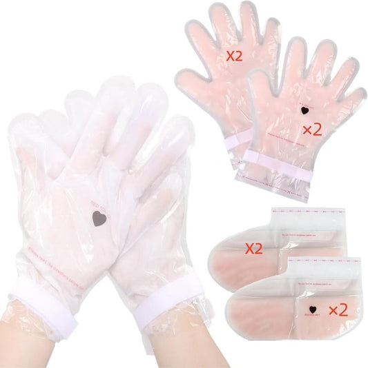 4 Pairs Paraffin Wax Gloves & Socks Set，Spa and Home Paraffin Wax for Hand and feet，Rose