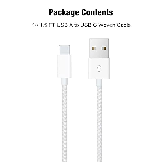 1.5FT Short IPhone 17/17E/16/16E/15 Woven Cable, USB A to USB C CarPlay Charger Cable for iPhone 15 16 17 Pro Max, Plus/Air, iPad 10th Gen, iPad Pro 12.9/11, Air 5th/4th Gen, Mini 6th Charging Cord