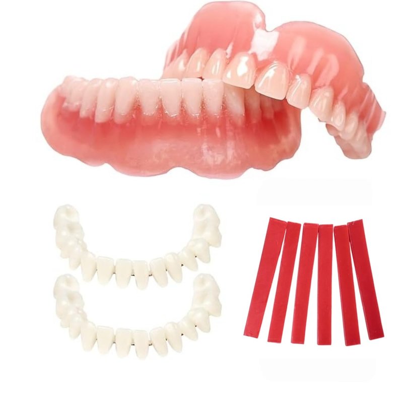 DIY Denture Temporary Veneers Kit for Women and Men, Upper and Lower Tooth Replacement Kit, Nature and Comfortable (1 Count (Pack of 1)