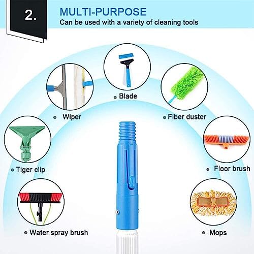 Telescopic Window Cleaning Pole 10-39ft, Water Fed Brush with 30cm/50cm Large Head, Ideal for Roof & High Window Cleaning, Durable & Adjustable Cleaning Tools