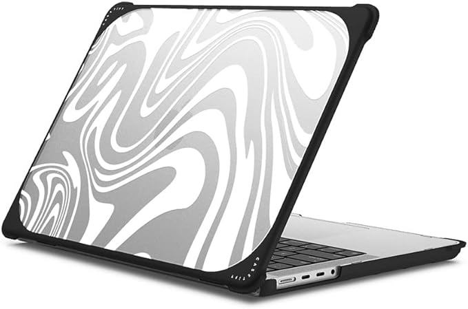 CASETiFY Bounce MacBook Pro 16-inch (M1-M5) Case [Enhanced Protective Corner Design/Ventilation Cutouts/Anti-Slip Grip] - Marble Transparent Trippy - Clear Black