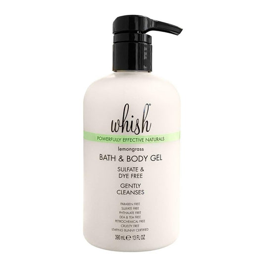 Whish Beauty Moisturizing Body Wash - Gentle Shower Gel with Shea Butter & Aloe | Lemongrass, 13 fl oz