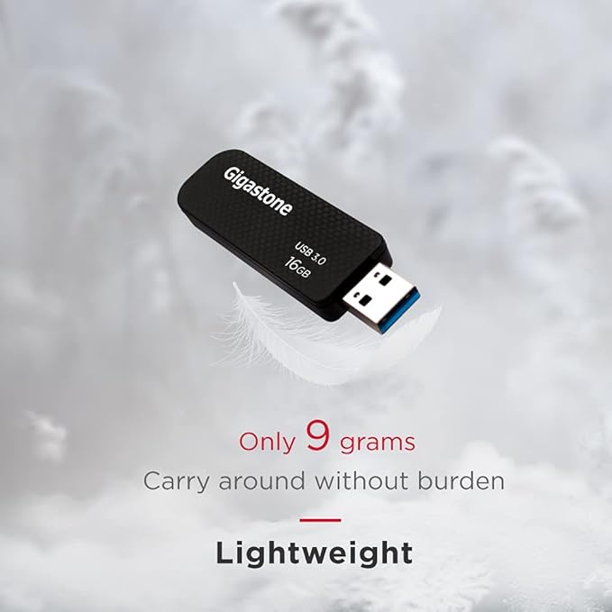 Gigastone Z30 16GB USB3.0 Flash Drive, Capless Retractable Design Pen Drive, Carbon Fiber Style, Reliable Performance & Durable (GS-U316GSLBL-R)