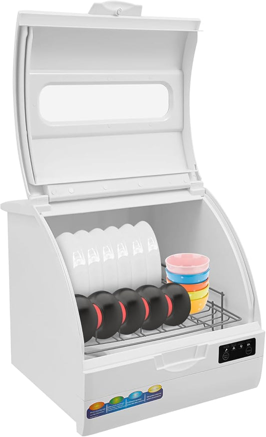 1200W Portable Countertop Dishwasher with 3 Washing Modes, 176℉ High-Temp, No Installation Needed, Compact White Dish Washing Machine for 12-18 Pieces of Cutlery (Type B - White)
