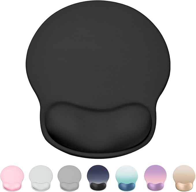 Laborio Ergonomic Mouse Pad with Wrist Rest, Large Mousepad(10.6'' x 9''), Wrist Support Mouse Mat with Non-Slip Base, Pain Relief for Laptop & Computer (Black)